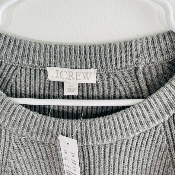 NWT J. Crew Gray Raglan Fitted-Waist Ribbed Crewneck Sweater XL BX110 New - Picture 9 of 14